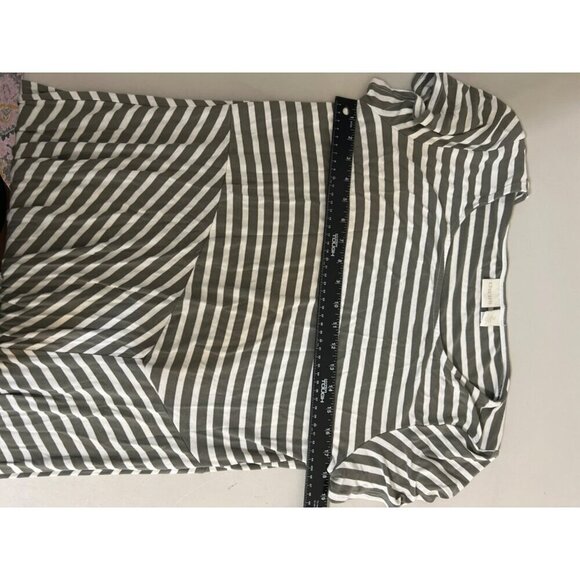 Chico's Sz 2 (US L 12) Grey Green Striped Stretchy Tee Shirt Dress Beachy - Picture 6 of 7